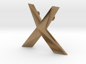 Distorted letter X in Natural Brass