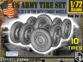 1-72 Military 600x16 Tire Set2 in Tan Fine Detail Plastic