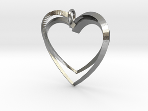 2 Hearts in Natural Silver: Large
