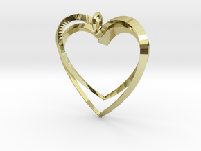 2 Hearts in 18k Gold Plated Brass: Large