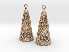 Filligree Cone Earrings in 14k Rose Gold Plated Brass
