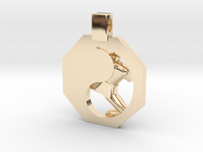 Pendant - (large) Mens Yeop Chagi in 14k Gold Plated Brass