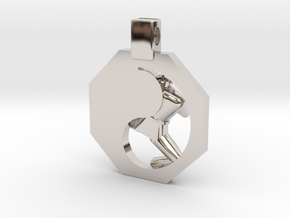 Pendant - (small) Mens Yeop Chagi in Rhodium Plated Brass