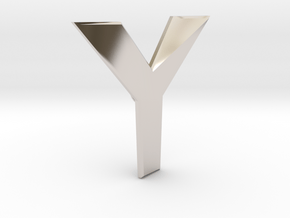 Distorted letter Y in Rhodium Plated Brass