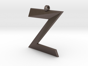 Distorted letter Z in Polished Bronzed Silver Steel