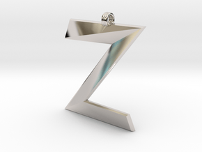 Distorted letter Z in Rhodium Plated Brass