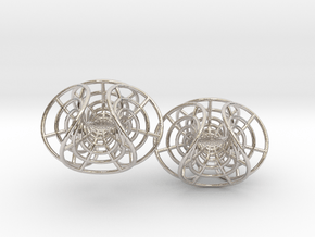 Enneper mesh earrings in Rhodium Plated Brass