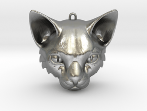 Feline Huntress Pendant in Natural Silver
