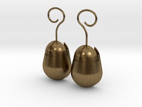 Mouse SD Card Holder Earrings (Rounded) in Natural Bronze