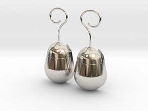 Mouse SD Card Holder Earrings (Rounded) in Platinum