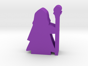 Game Piece, Wizard in Hooded Robe, Staff in Purple Processed Versatile Plastic