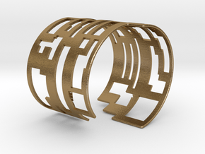 QR-code Cuff Bracelet in Polished Gold Steel
