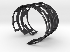 QR-code Cuff Bracelet in Polished and Bronzed Black Steel