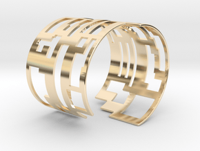 QR-code Cuff Bracelet in 14k Gold Plated Brass