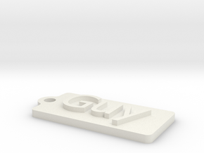 Name Tag Guy Key chain Fob Zipper Tag 2x1x02in in White Natural Versatile Plastic