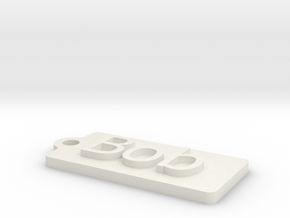 Name Tag Bob Key chain Fob Zipper Tag 50x25x5mm in White Natural Versatile Plastic