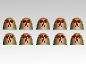 Crossed Axes V.7 Shoulder Pads x10 in Tan Fine Detail Plastic