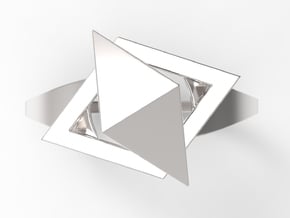 Female Ring-Crystal S B in Polished Silver: 10 / 61.5