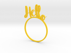 Hello [LetteRing© Serie] in Yellow Processed Versatile Plastic