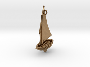 Small Old Sailing Boat Pendant in Natural Brass