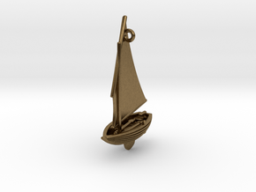 Small Old Sailing Boat Pendant in Natural Bronze