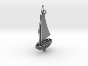 Small Old Sailing Boat Pendant in Natural Silver