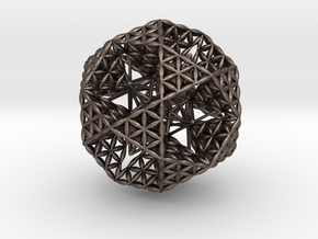 Double Nested Flower Of Life IcosiDodecahedron 2.3 in Polished Bronzed Silver Steel