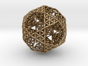 Double Nested Flower Of Life IcosiDodecahedron 2.3 in Polished Gold Steel