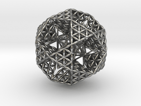Double Nested Flower Of Life IcosiDodecahedron 2.3 in Natural Silver