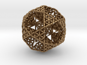 Double Nested Flower Of Life IcosiDodecahedron 2.3 in Natural Brass