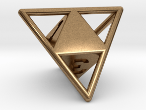 D4 with Octohedron Inside in Natural Brass