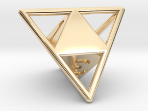 D4 with Octohedron Inside in 14k Gold Plated Brass
