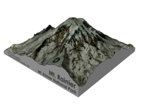 Mount Rainier Summit Map - 5" in Glossy Full Color Sandstone