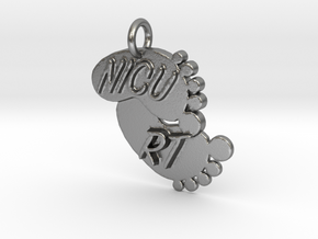 NICU RT Foot Print Keychain in Natural Silver