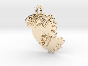 NICU RT Foot Print Keychain in 14k Gold Plated Brass