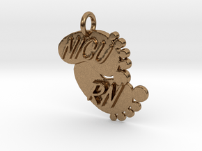NICU RN Foot Print Keychain in Natural Brass