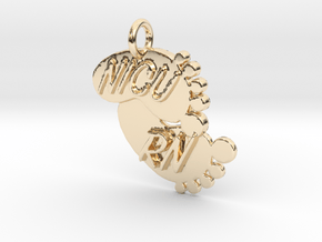 NICU RN Foot Print Keychain in 14k Gold Plated Brass
