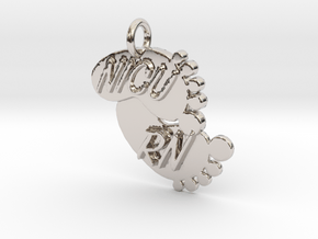 NICU RN Foot Print Keychain in Rhodium Plated Brass