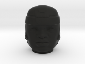 Olmec Head  in Black Natural Versatile Plastic: Small