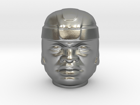 Olmec Head  in Natural Silver: Small