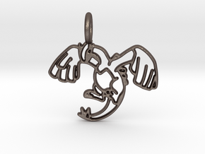 Lugia Pendant - Legendary Pokemon in Polished Bronzed Silver Steel