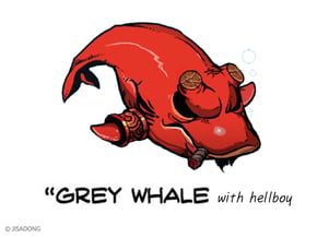 Breedingkit Gray Whale with Hellboy. in Full Color Sandstone