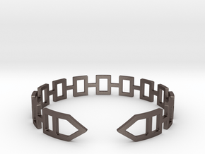 2D Houses  Bracelet Medium Size D=65mm in Polished Bronzed Silver Steel: Medium