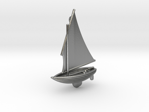 Small Old Sailing Boat Pendant 2 in Natural Silver