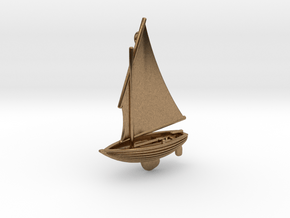 Small Old Sailing Boat Pendant 2 in Natural Brass