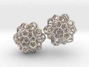 120-cell (partial) earrings in Rhodium Plated Brass