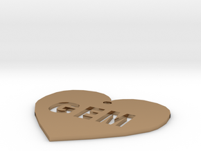 Heart Name Tag Extra Large (3") in Polished Brass