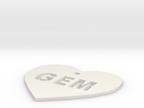 Heart Name Tag Medium (2") in White Natural Versatile Plastic