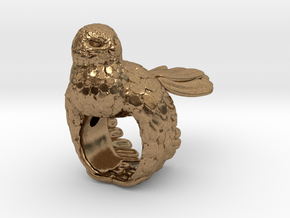 Owl Ring Size 51 (16,3) in Natural Brass