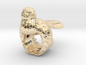 Owl Ring Size 51 (16,3) in 14k Gold Plated Brass